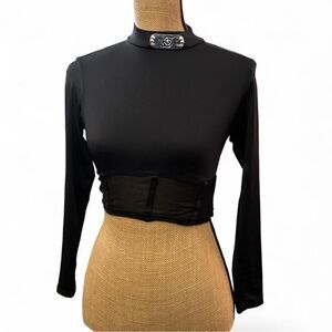 Chic Black Long Sleeve Crop Top